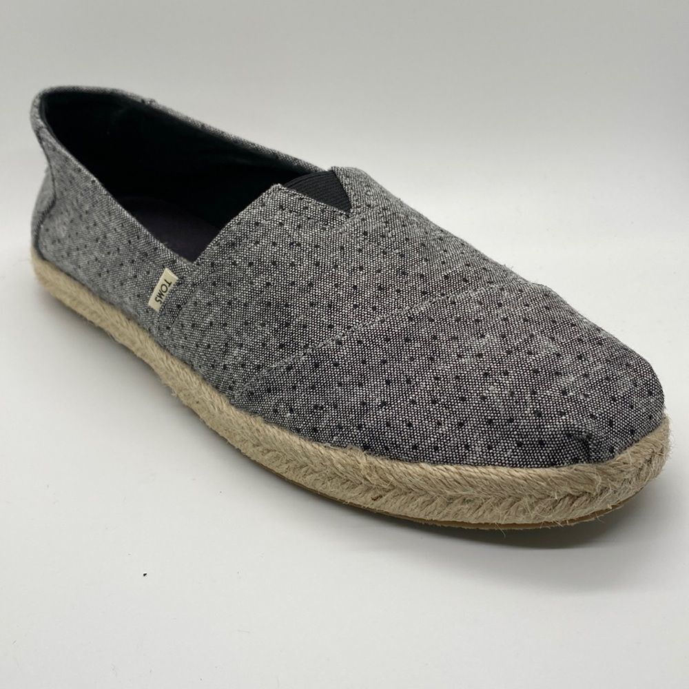 Tom's Classic Espadrille, Gray with Black Dots, size 10